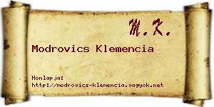 Modrovics Klemencia névjegykártya